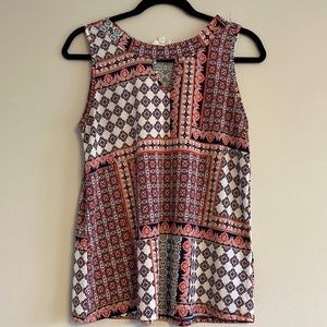 Silky multi pattern patchwork tank top